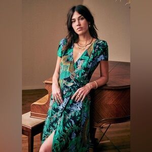 Sezane Armelle Floral Wrap Maxi Dress